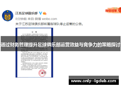 通过财务管理提升足球俱乐部运营效益与竞争力的策略探讨
